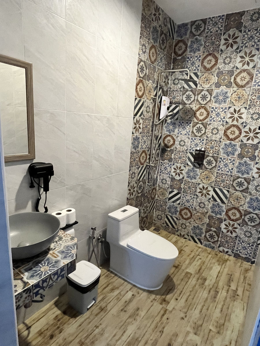 Bathroom with hot shower